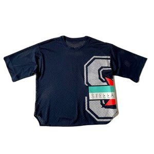 Stella Sport McCartney Adidas Womens M Mesh Training T-Shirt Blue Navy Logo Tee